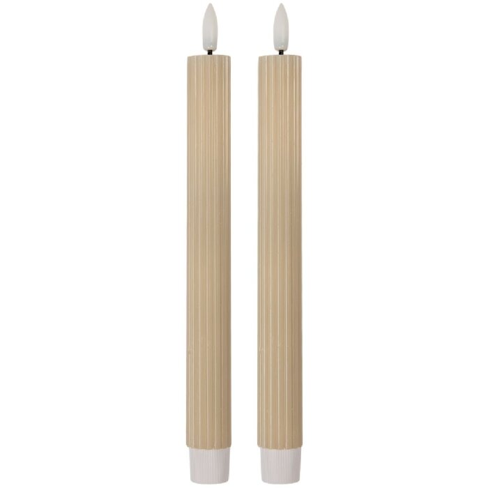 Clayre & Eef 6CA0002BE LED-kaarsen Set 2 Ø 2x25 cm Beige