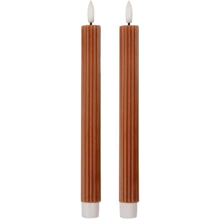 Clayre & Eef 6CA0002CH LED Kaarsen Set 2 Ø 2x25 cm Bruin