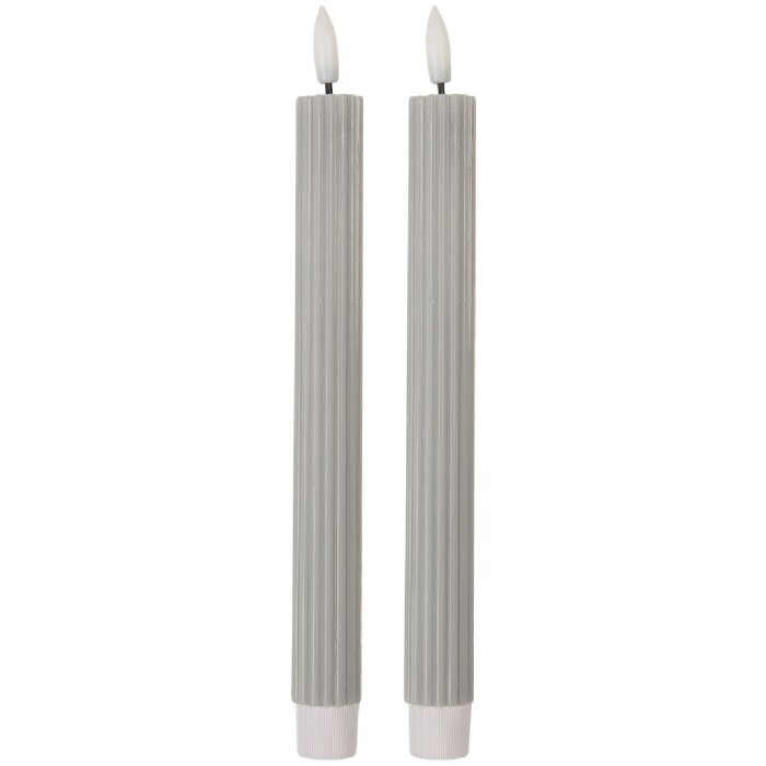 Clayre & Eef 6CA0002G LED Kandelaar Set 2 Ø 2x25 cm Grijs