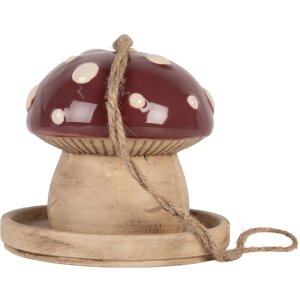 Clayre & Eef 6CE2319 Decoratie Vogelhuis Beige-Rood 13x13 cm