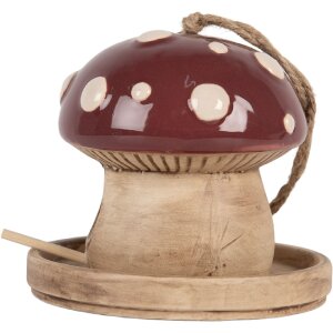 Clayre & Eef 6CE2319 Decoratie Vogelhuis Beige-Rood 13x13 cm