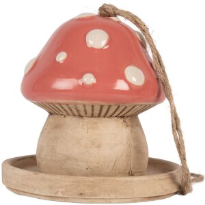 Clayre & Eef 6CE2320 Decoratie Vogelhuis Beige-Roze 13x13 cm