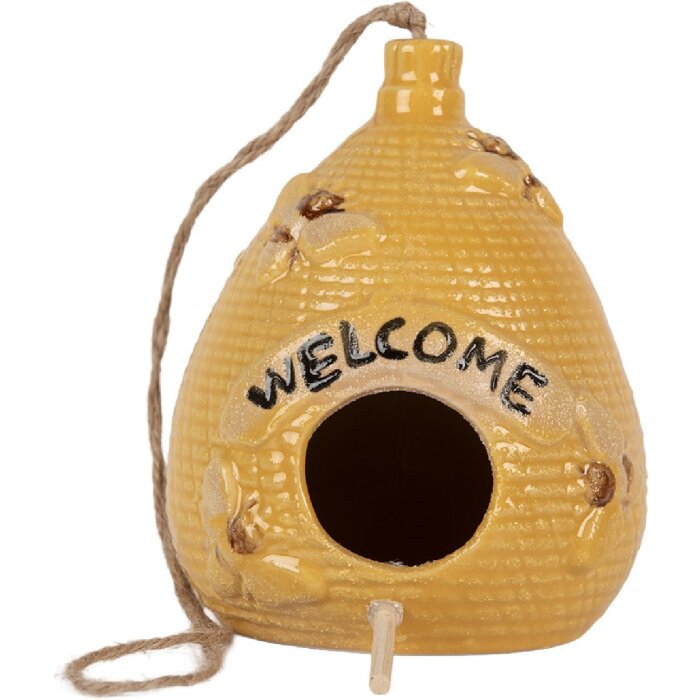 Clayre & Eef 6CE2321 Decoratie Vogelhuis Ø 11x14 cm Geel