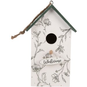 Clayre & Eef 6H2440 Vogelhuis 15x10x22 cm Wit Groen