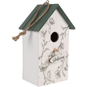 Clayre & Eef 6H2440 Vogelhuis 15x10x22 cm Wit Groen