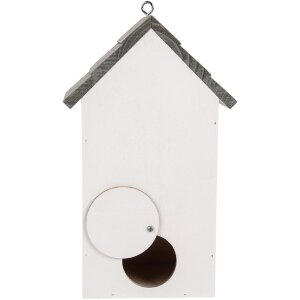 Clayre & Eef 6H2441 Vogelhuis 15x10x22 cm witgrijs