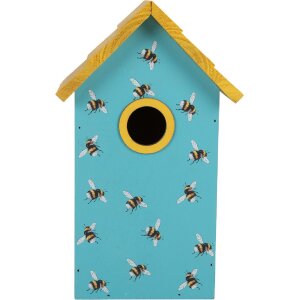 Clayre & Eef 6H2444 Vogelhuis 15x10x22 cm Blauw Geel