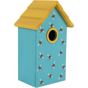 Clayre & Eef 6H2444 Vogelhuis 15x10x22 cm Blauw Geel