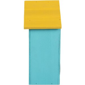 Clayre & Eef 6H2444 Vogelhuis 15x10x22 cm Blauw Geel
