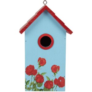 Clayre & Eef 6H2447 Vogelhuis 15x10x22 cm Blauw en Rood