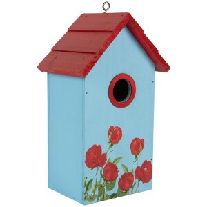Clayre & Eef 6H2447 Vogelhuis 15x10x22 cm Blauw en Rood