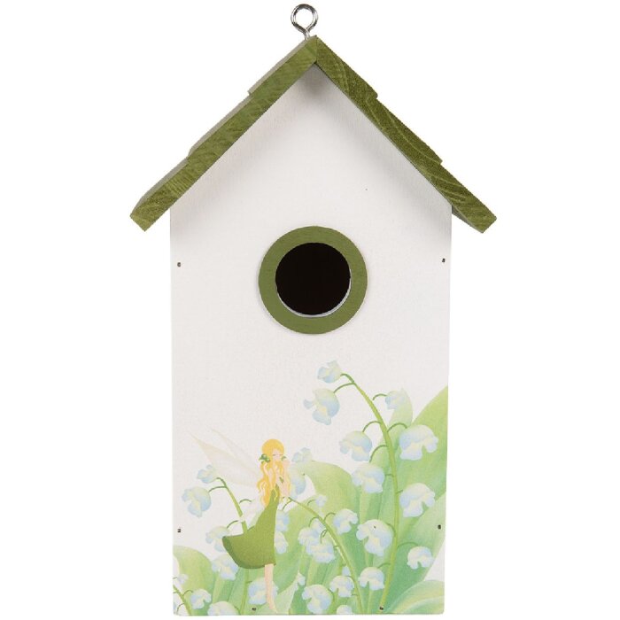Clayre & Eef 6H2449 Vogelhuis 15x10x22 cm Wit Groen