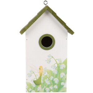 Clayre & Eef 6H2449 Vogelhuis 15x10x22 cm Wit Groen