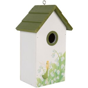 Clayre & Eef 6H2449 Vogelhuis 15x10x22 cm Wit Groen