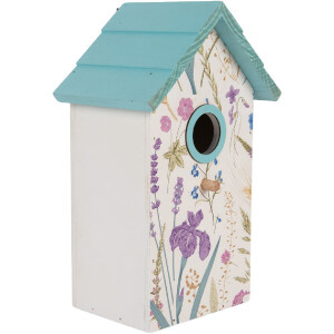 Clayre & Eef 6H2451 Vogelhuis 15x10x22 cm Wit-Turkoois