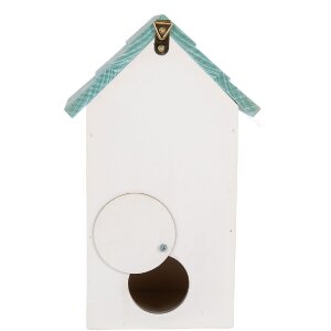 Clayre & Eef 6H2451 Vogelhuis 15x10x22 cm Wit-Turkoois