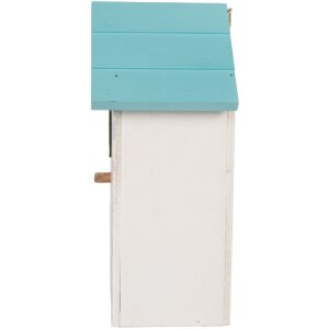 Clayre & Eef 6H2451 Vogelhuis 15x10x22 cm Wit-Turkoois