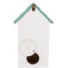 Clayre & Eef 6H2451 Vogelhuis 15x10x22 cm Wit-Turkoois