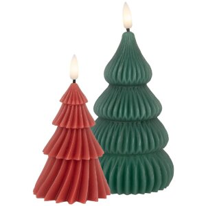 Clayre & Eef 6CA0005 LED-kaars Kerstboom Ø 8x13 cm