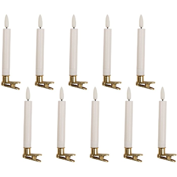 Clayre & Eef LED Kaarsen Set 10 Ø 2x14 cm Wit