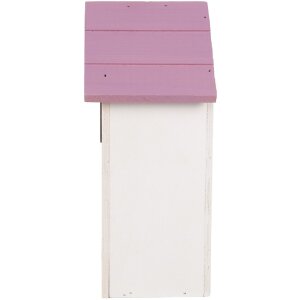 Clayre & Eef 6H2452 Vogelhuis 15x10x22 cm Wit-Roze
