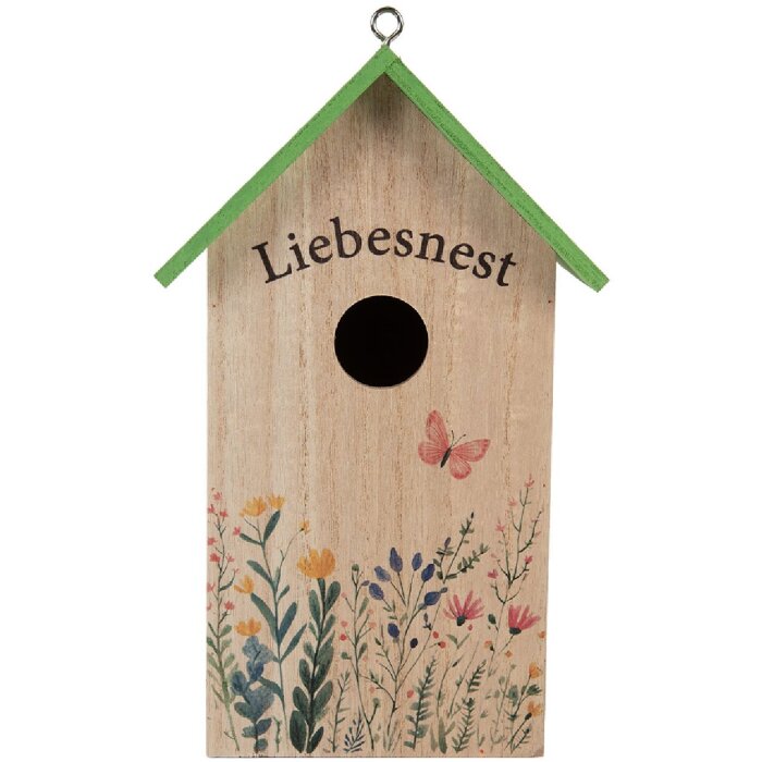 Clayre & Eef 6H2453 Vogelhuis 14x10x23 cm Wit Groen