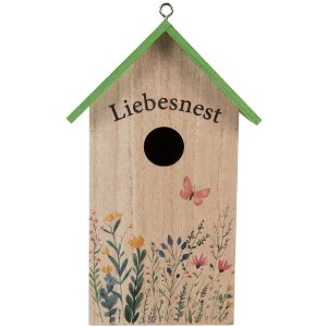 Clayre & Eef 6H2453 Vogelhuis 14x10x23 cm Wit Groen