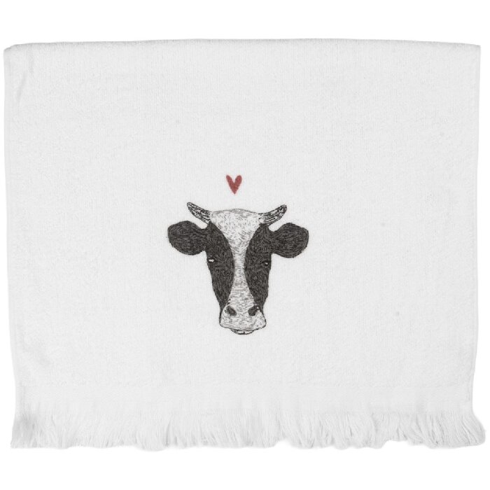 Clayre & Eef CT036 Gastendoek 40x66 cm Wit met zwart patroon