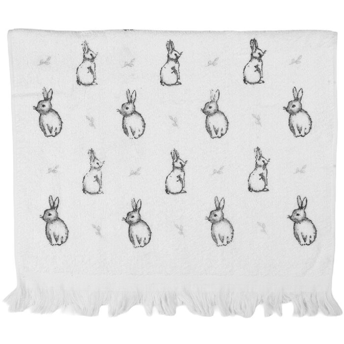 Clayre & Eef CTBNS-1 gastendoek 40x66 cm Wit-Grijs