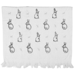 Clayre & Eef CTBNS-1 gastendoek 40x66 cm Wit-Grijs
