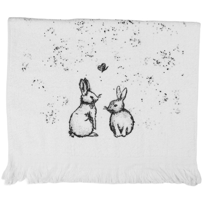 Clayre & Eef CTBNS-2 gastendoek 40x66 cm Wit-Grijs