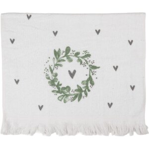 Clayre & Eef CTLNL gastendoek 40x66 cm Wit met Groen