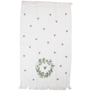 Clayre & Eef CTLNL gastendoek 40x66 cm Wit met Groen