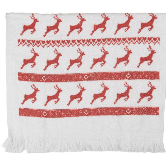 Clayre & Eef CTNOC-1 Gastendoek 40x66 cm Wit met Rode Boord