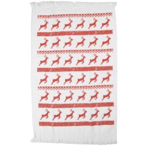 Clayre & Eef CTNOC-1 Gastendoek 40x66 cm Wit met Rode...