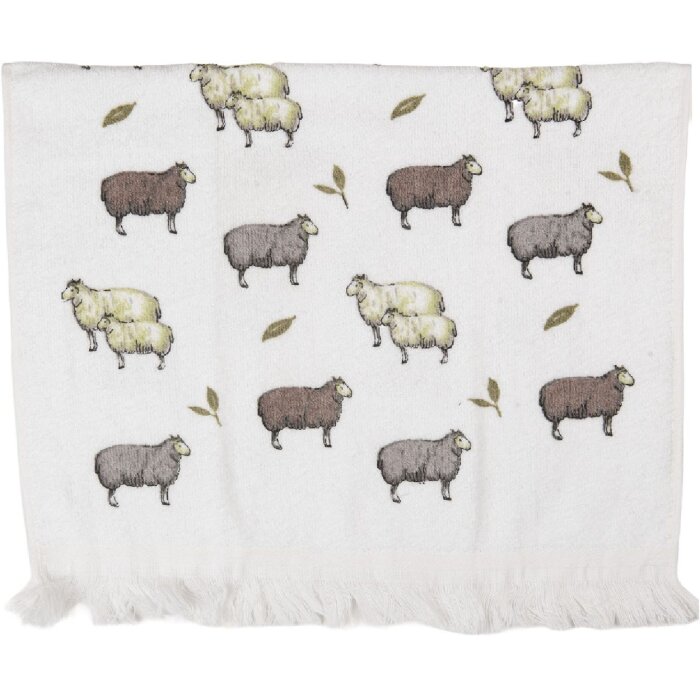 Clayre & Eef CTNSF Gastendoek 40x66 cm Wit/Bruin
