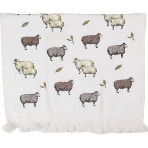 Clayre & Eef CTNSF Gastendoek 40x66 cm Wit/Bruin