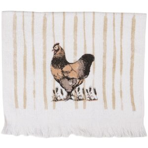 Clayre & Eef CTRFL-1 Gastendoek 40x66 cm Wit en Bruin