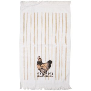 Clayre & Eef CTRFL-1 Gastendoek 40x66 cm Wit en Bruin