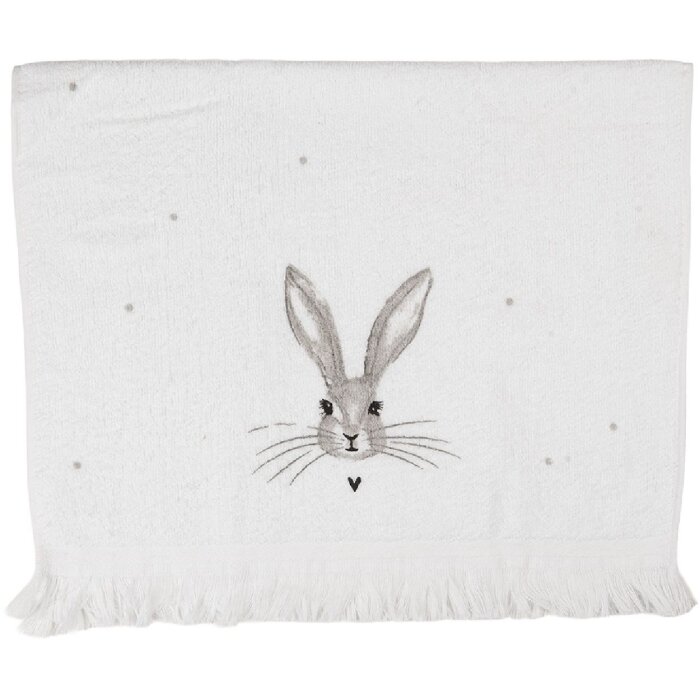 Clayre & Eef CTRUB Gastendoek 40x66 cm Wit-Grijs