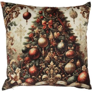 Clayre & Eef NCH23 Kussensloop 45x45 cm Beige & Rood