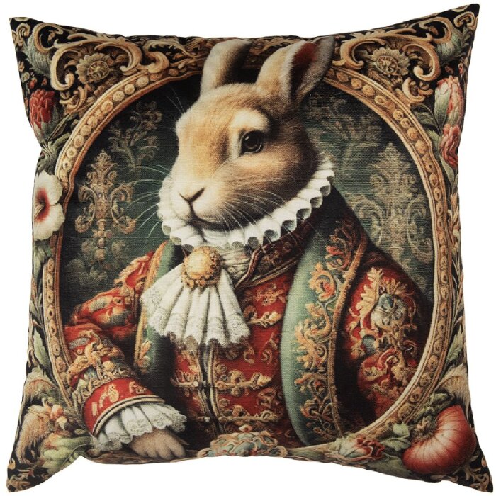 Clayre & Eef NE21 Kussensloop 45x45 cm Beige en Rood