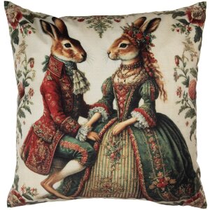 Clayre & Eef NE22 Kussensloop 45x45 cm Beige-Rood