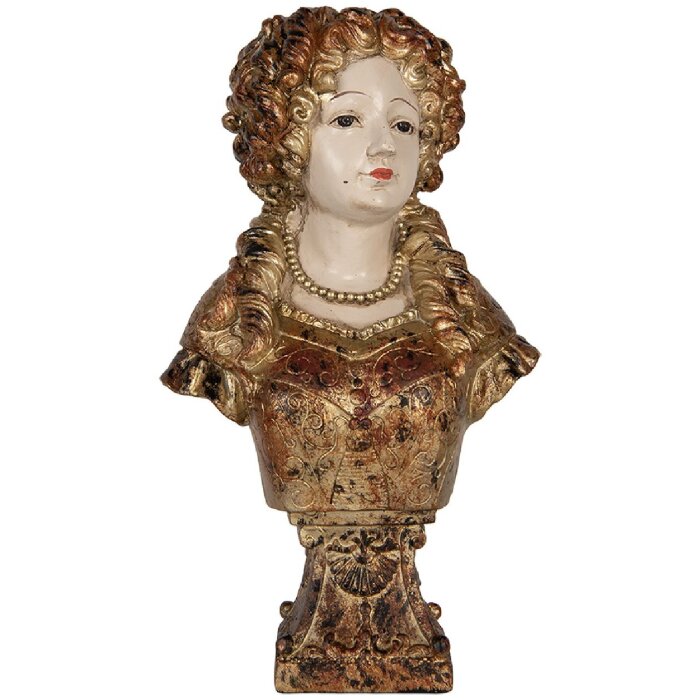 Clayre & Eef 6PR5563 Decoratie Buste Vrouw Beige Bruin 18x12x30 cm