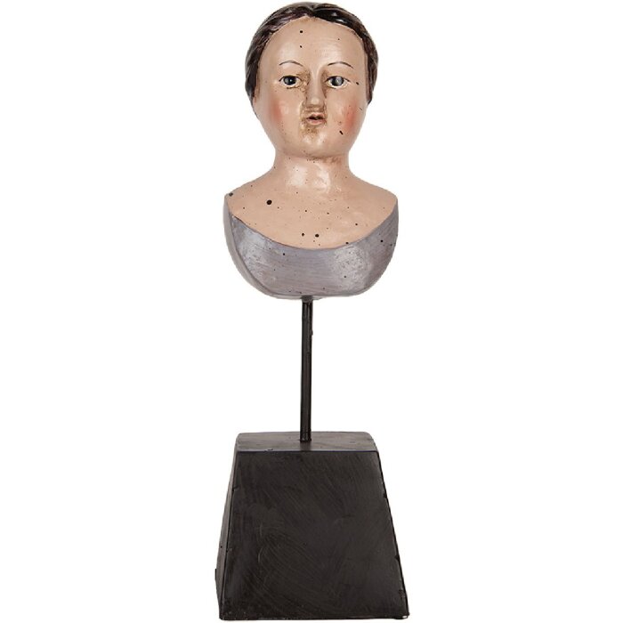 Clayre & Eef 6PR5564 Decoratie Buste Vrouw 11x11x34 cm Beige-Bruin
