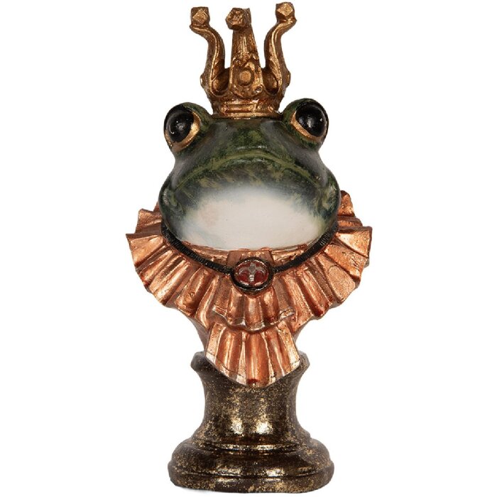 Clayre & Eef 6PR5566 Decoratie Buste Kikker 12x11x22 cm Groen-Goud
