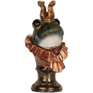 Clayre & Eef 6PR5566 Decoratie Buste Kikker 12x11x22 cm Groen-Goud