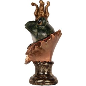 Clayre & Eef 6PR5566 Decoratie Buste Kikker 12x11x22 cm Groen-Goud