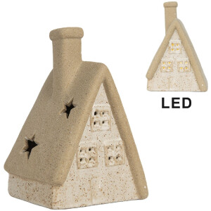 Clayre & Eef 6CE2174M Decoratie Huis met LED 15x10x21 cm Beige