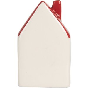 Clayre & Eef 6CE2177M Decoratie Huis met LED 6x5x10 cm Wit Rood